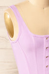 Noumea Lavender Lace-Up Corset Top | La petite garçonne side close-up
