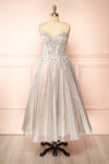 Novalie Strapless Glitter Midi Dress | Boutique 1861 front view