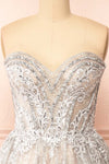 Novalie Strapless Glitter Midi Dress | Boutique 1861  front close-up