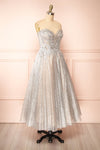 Novalie Strapless Glitter Midi Dress | Boutique 1861  side view