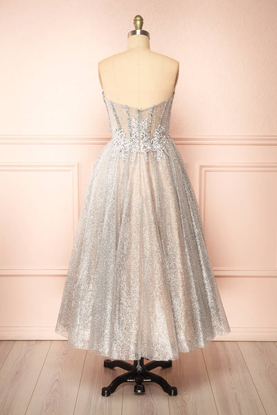 Novalie Strapless Glitter Midi Dress | Boutique 1861  back view