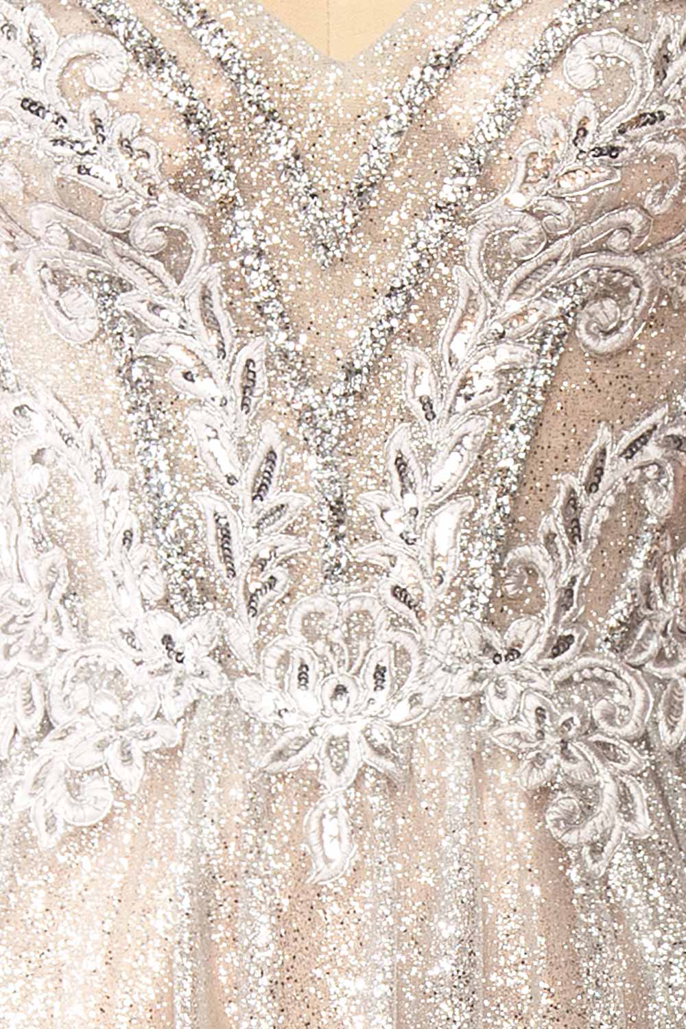Novalie Strapless Glitter Midi Dress | Boutique 1861  fabric 