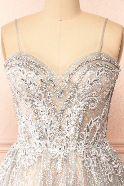 Novalie Strapless Glitter Midi Dress | Boutique 1861 straps