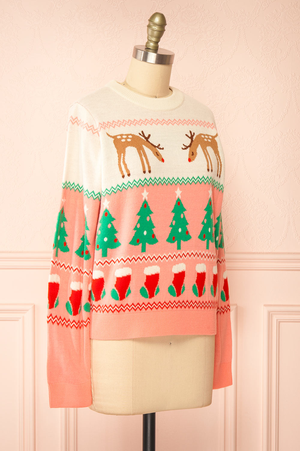 Nwel Pink Oversized Christmas Sweater | Boutique 1861 side view