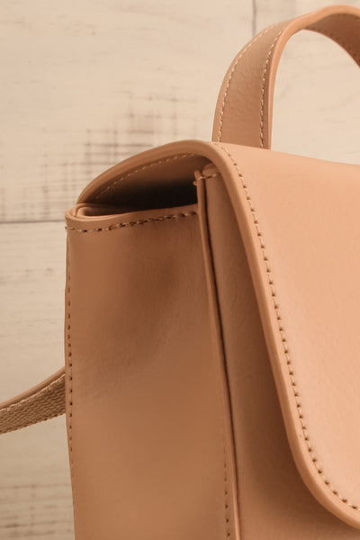 Nyhla Beige Vegan Leather Backpack | La petite garçonne side detail
