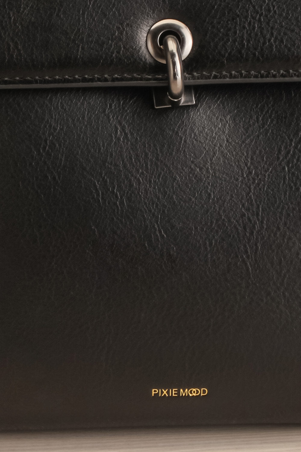 Nyhla Black Vegan Leather Backpack | La petite garçonne front detail