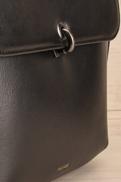 Nyhla Black Vegan Leather Backpack | La petite garçonne side detail