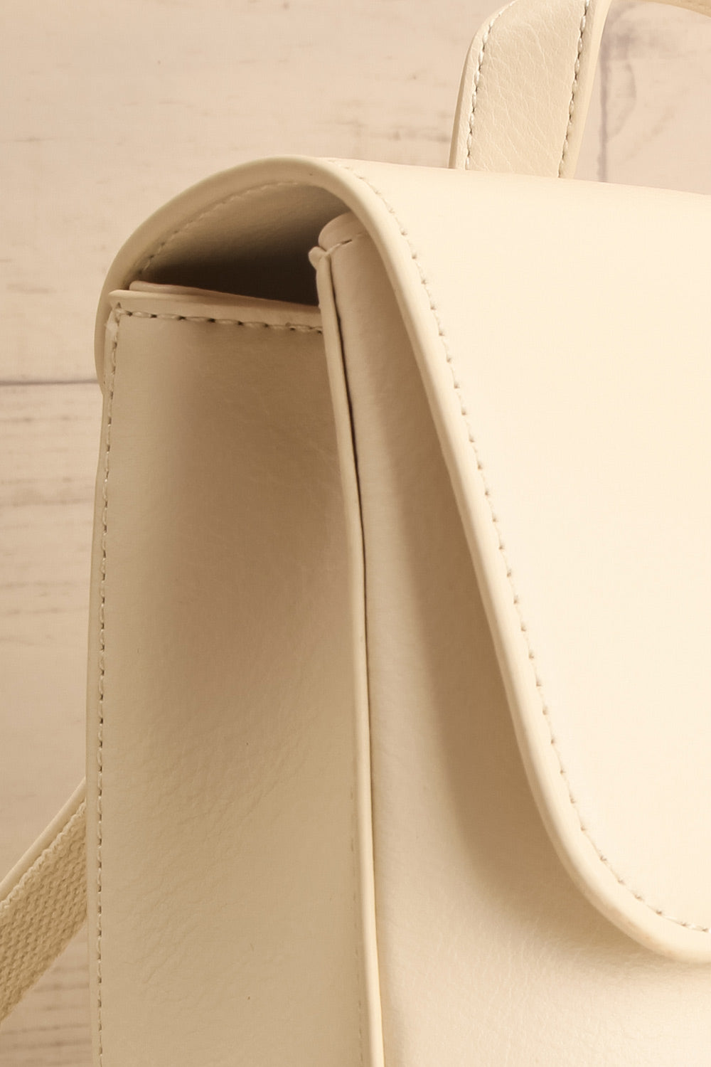 Nyhla Ivory Vegan Leather Backpack | La petite garçonne side close-up