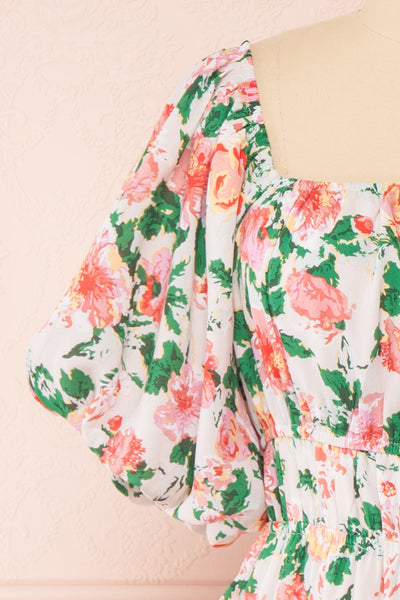 Nyla Short Floral Dress w/ Pockets | Boutique 1861 front close-up