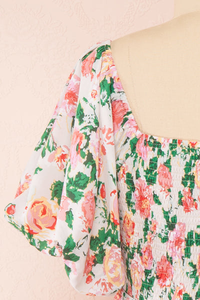 Nyla Short Floral Dress w/ Pockets | Boutique 1861 back close-up