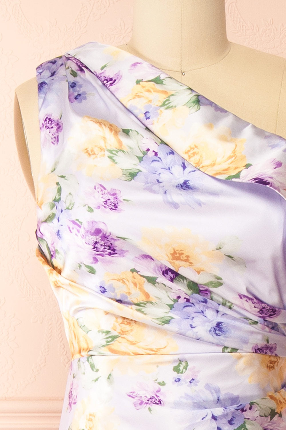 Nymara One-Shoulder Lilac Dress with Slit | Boutique 1861 front