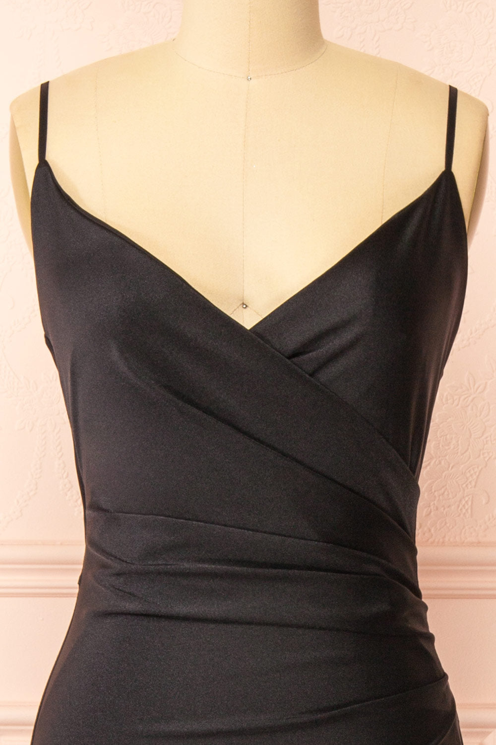 Nyra Black Mermaid Dress w/ Wrapped Bodice | Boutique 1861 front