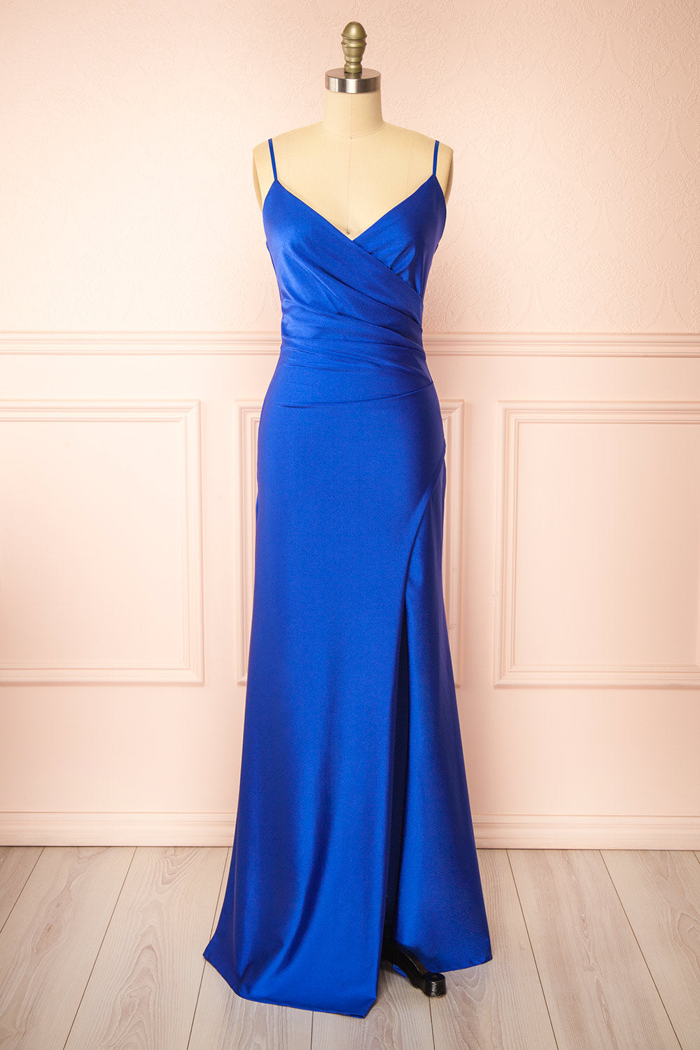 Nyra Blue Mermaid Dress w/ Wrapped Bodice | Boutique 1861 front view