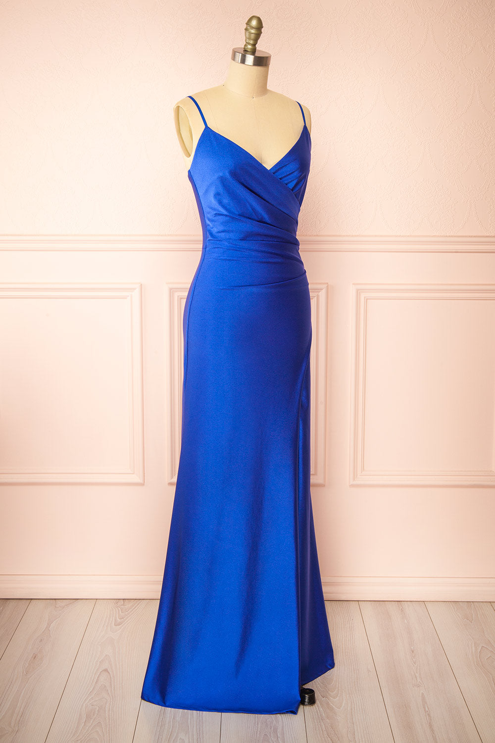 Nyra Blue Mermaid Dress w/ Wrapped Bodice | Boutique 1861 side view