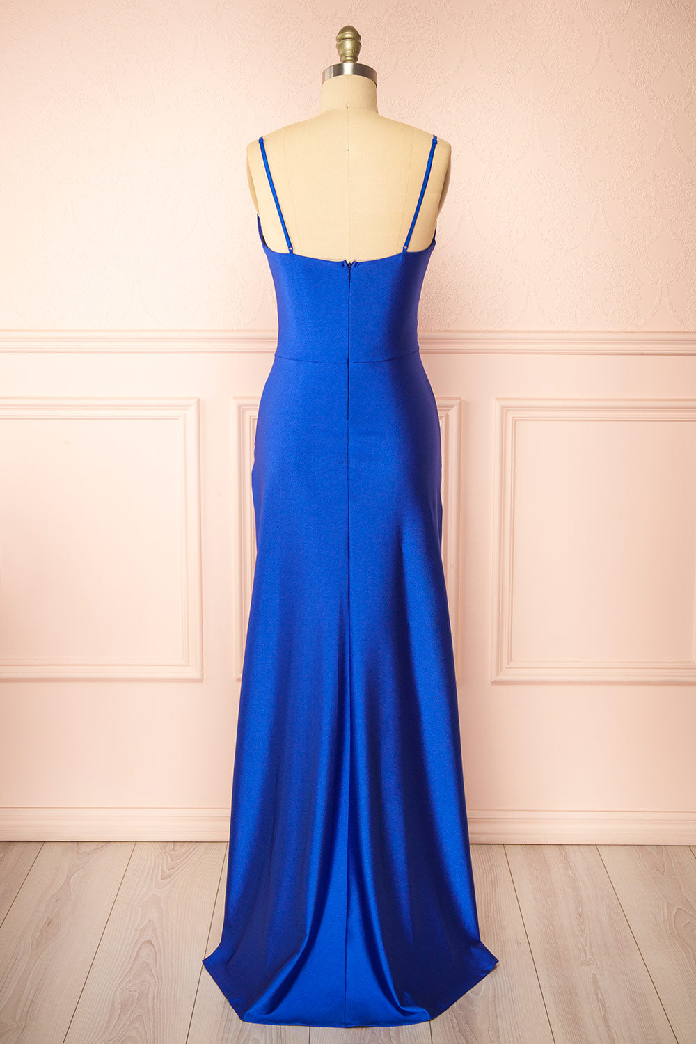 Nyra Blue Mermaid Dress w/ Wrapped Bodice | Boutique 1861 back view