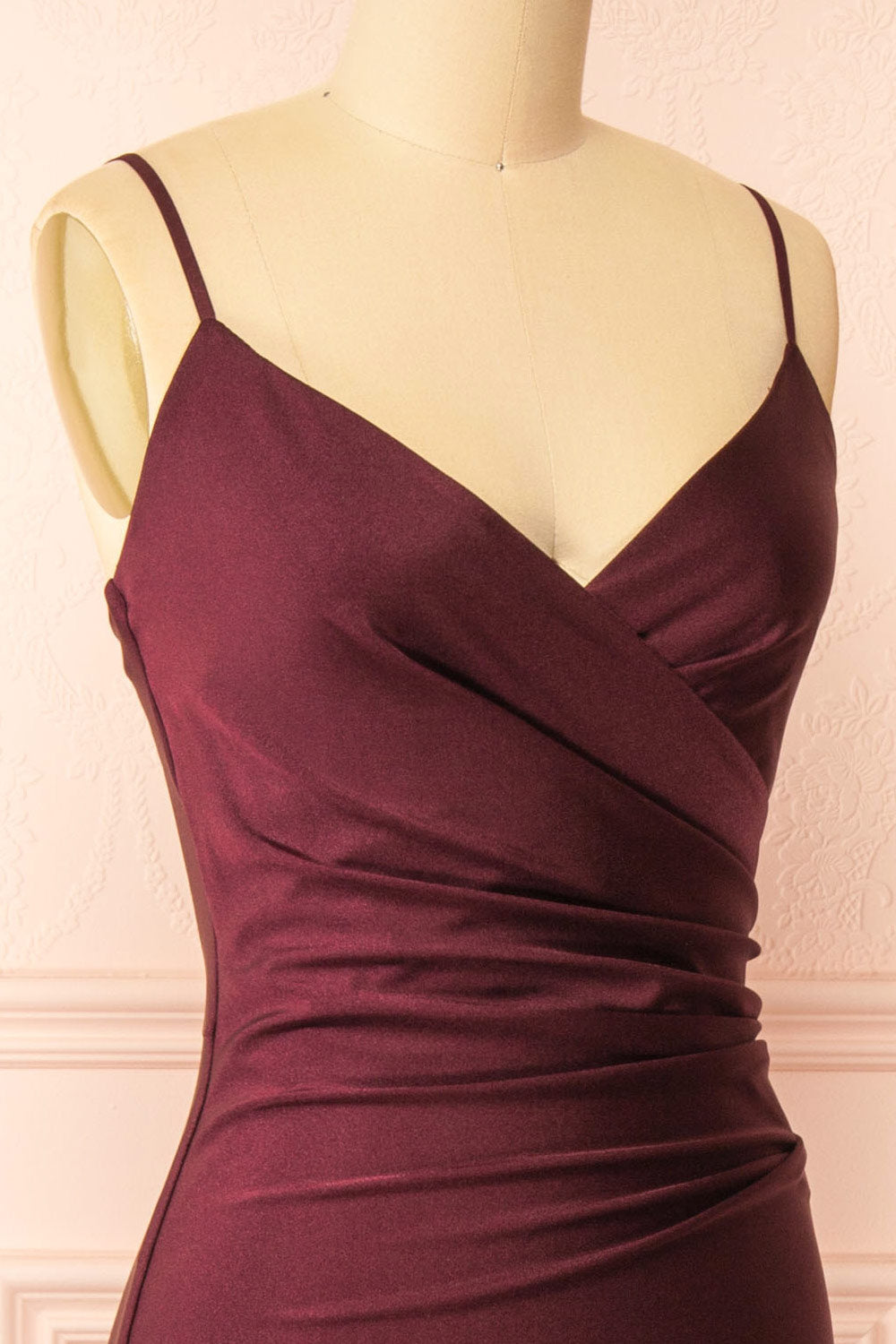 Nyra Burgundy Mermaid Dress w/ Wrapped Bodice | Boutique 1861 side