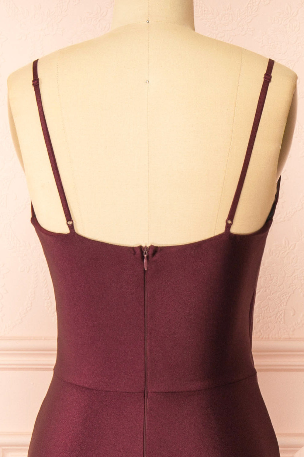 Nyra Burgundy Mermaid Dress w/ Wrapped Bodice | Boutique 1861 back