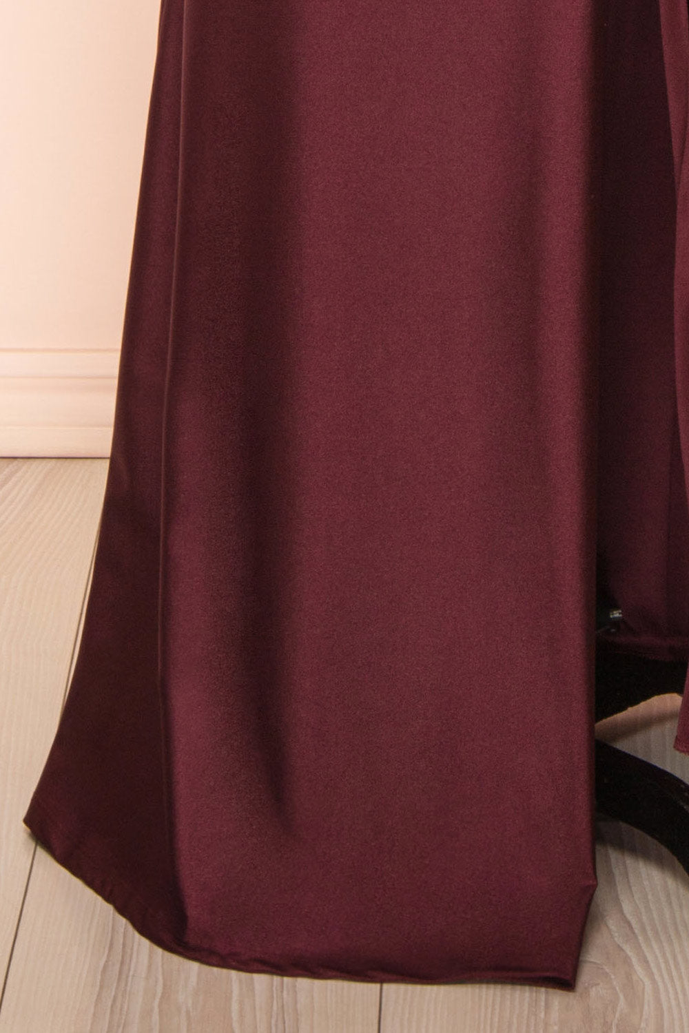 Nyra Burgundy Mermaid Dress w/ Wrapped Bodice | Boutique 1861 bottom