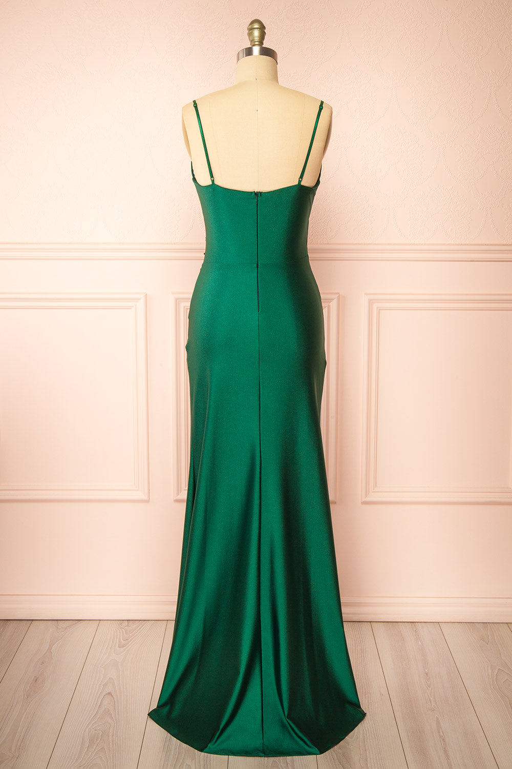 Nyra Green Mermaid Dress w/ Wrapped Bodice | Boutique 1861 back view