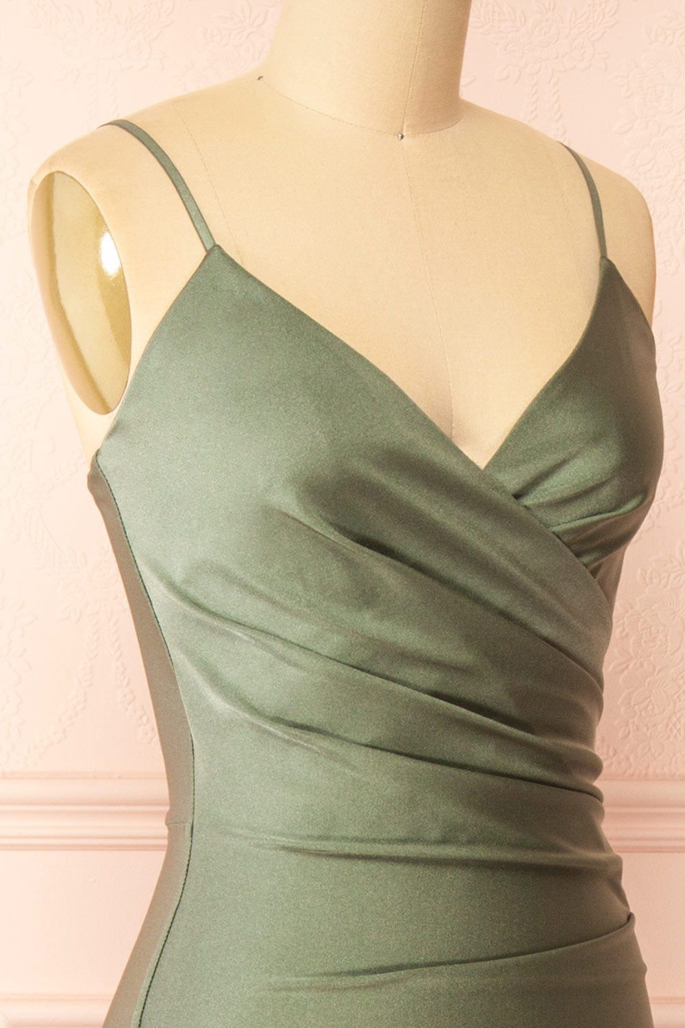 Nyra Khaki Mermaid Dress w/ Wrapped Bodice | Boutique 1861 side