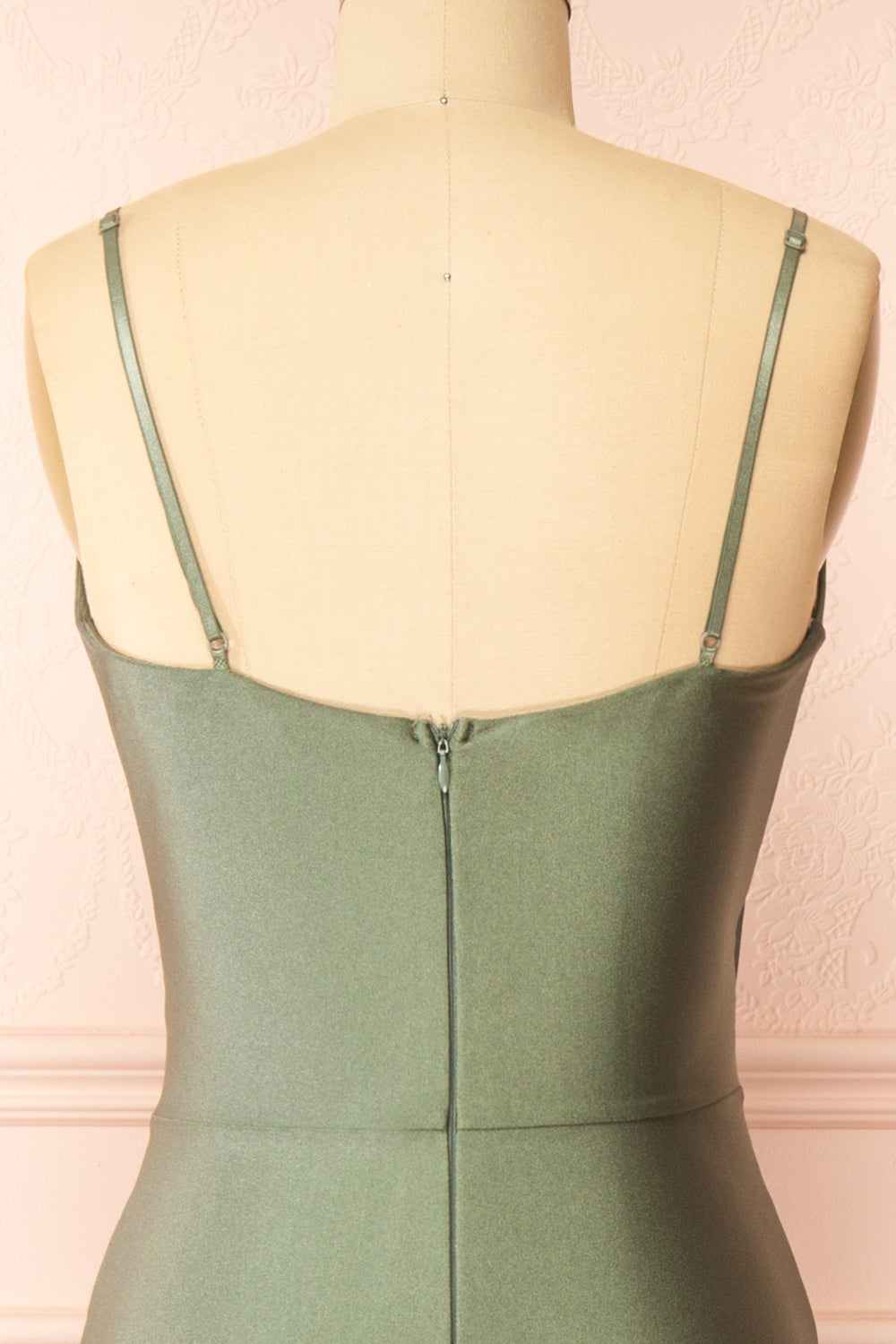 Nyra Khaki Mermaid Dress w/ Wrapped Bodice | Boutique 1861 back