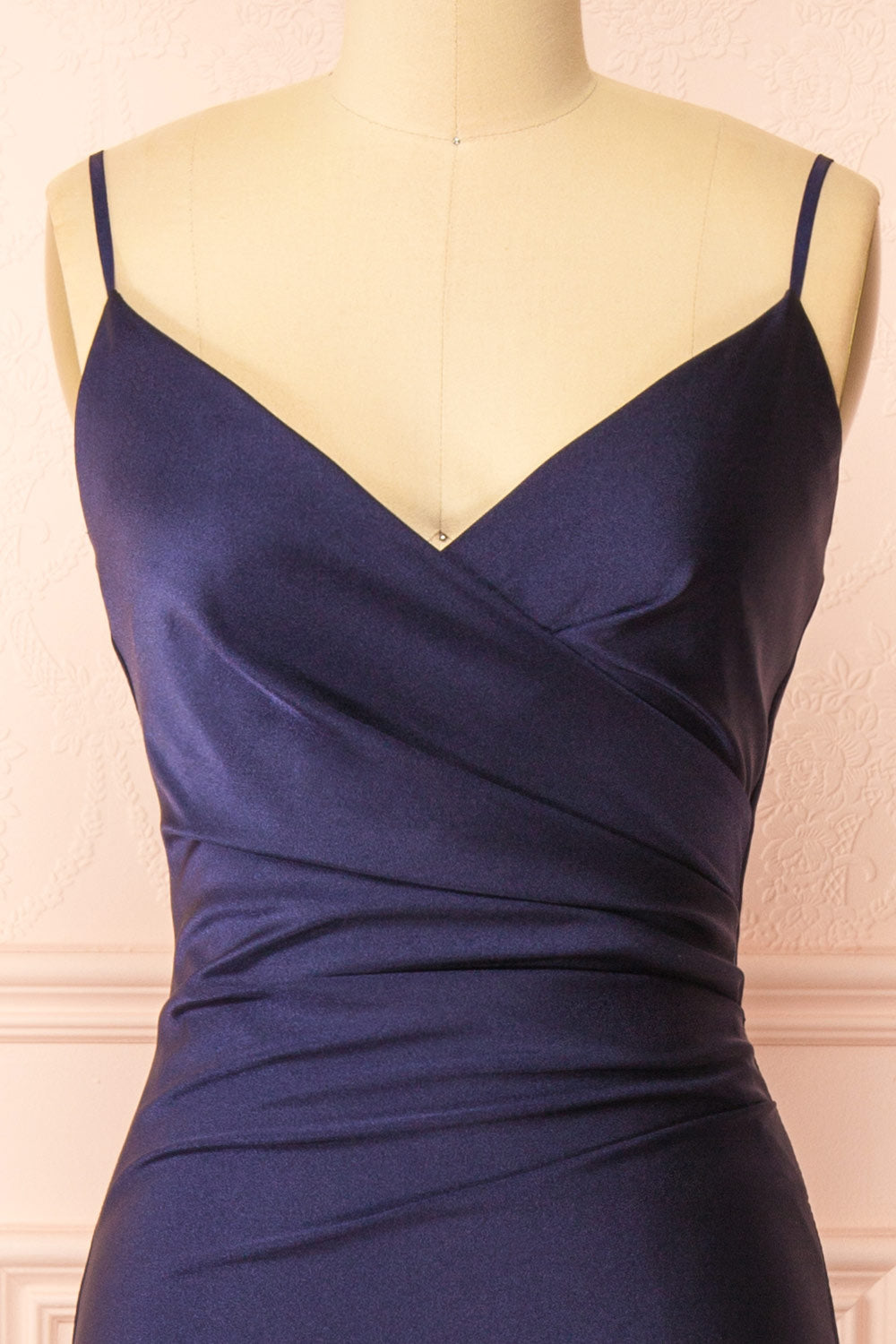 Nyra Navy Mermaid Dress w/ Wrapped Bodice | Boutique 1861 front