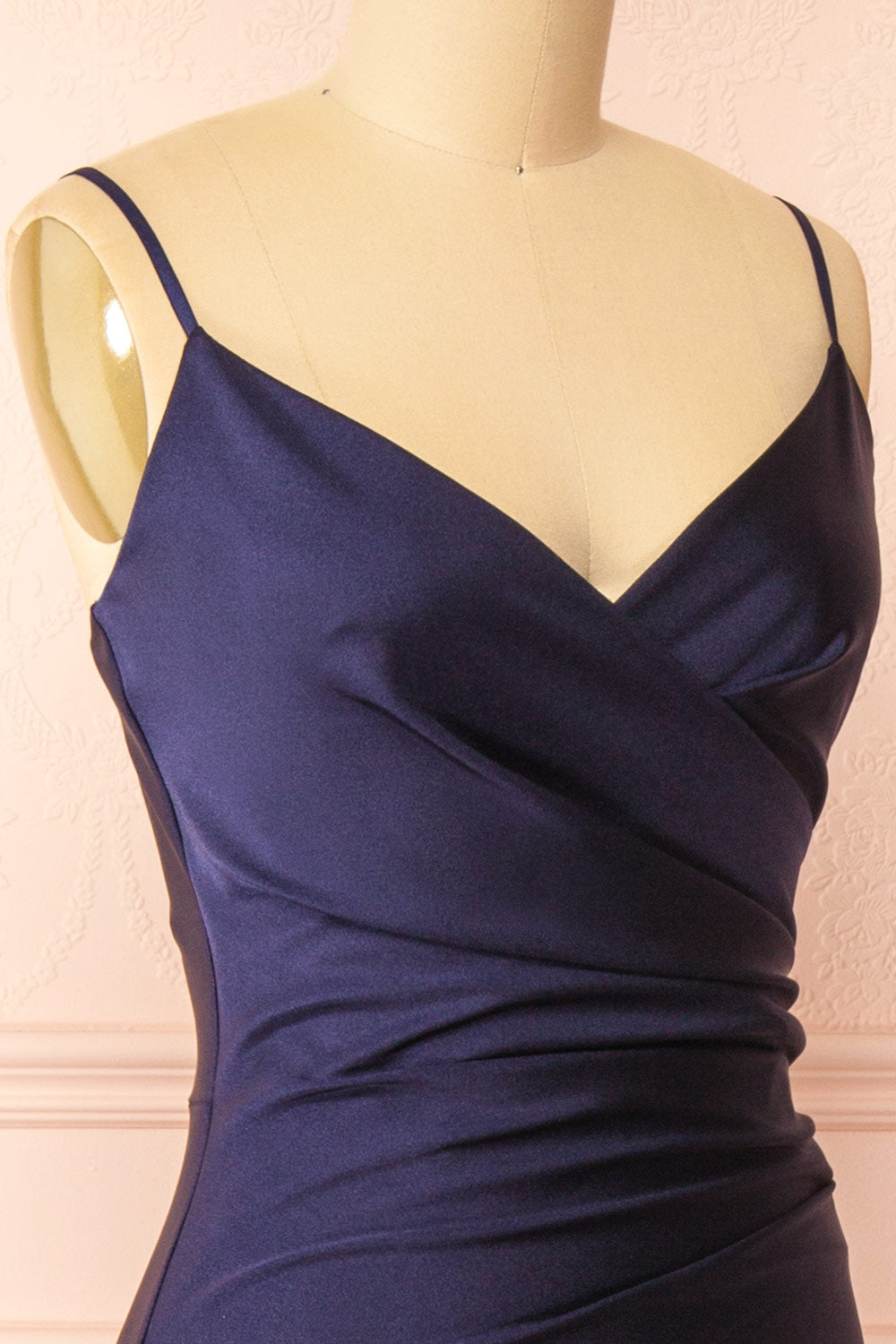 Nyra Navy Mermaid Dress w/ Wrapped Bodice | Boutique 1861 side