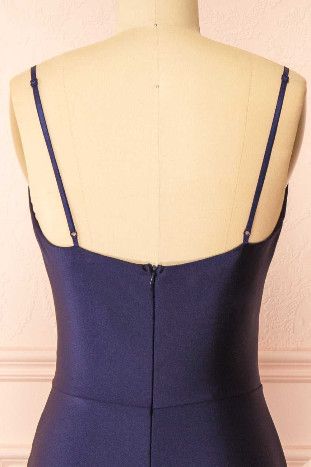 Nyra Navy Mermaid Dress w/ Wrapped Bodice | Boutique 1861 back