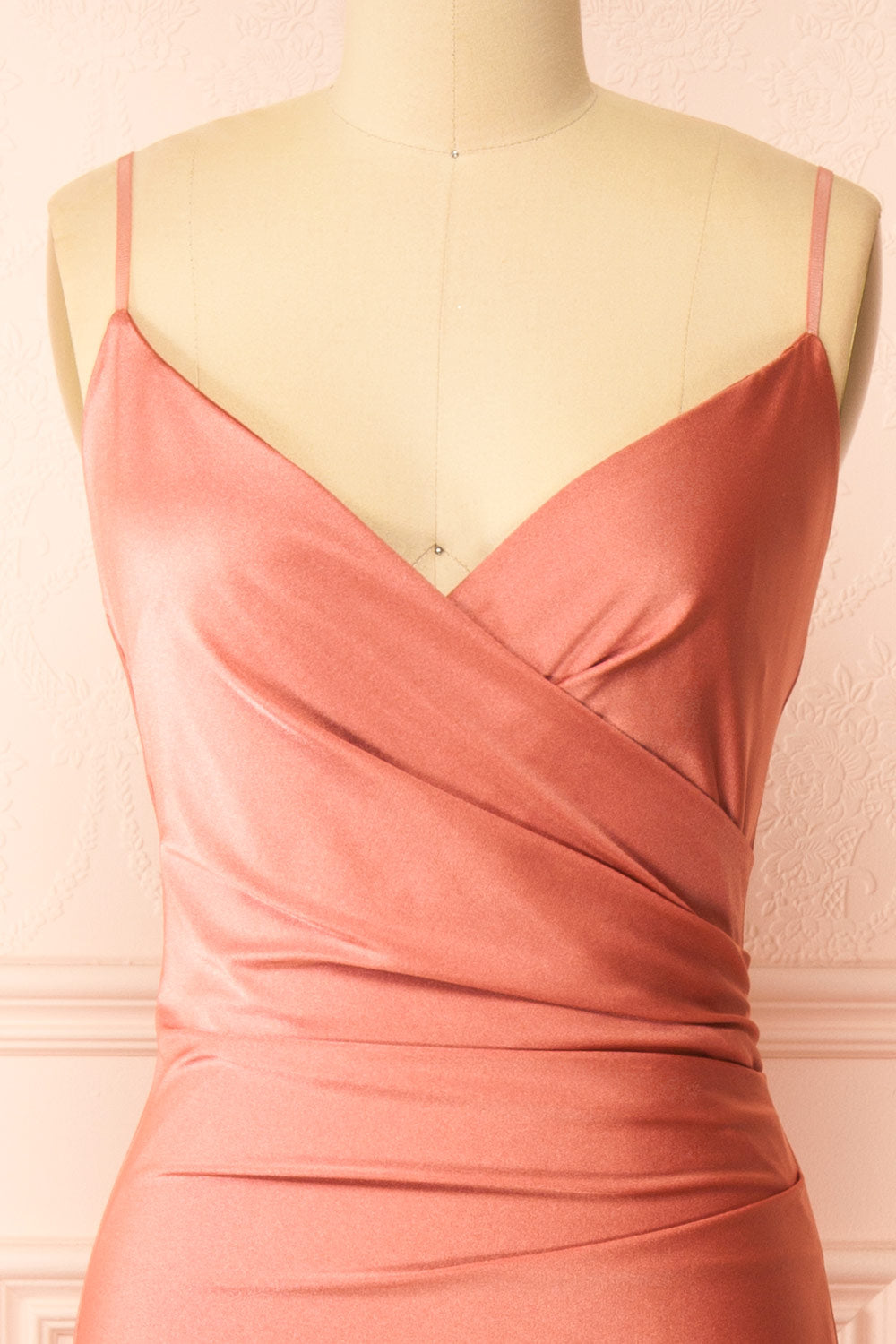 Nyra Pink Mermaid Dress w/ Wrapped Bodice | Boutique 1861 front