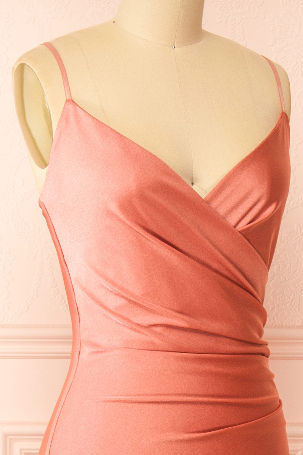 Nyra Pink Mermaid Dress w/ Wrapped Bodice | Boutique 1861 side