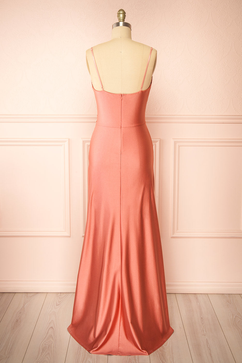 Nyra Pink Mermaid Dress w/ Wrapped Bodice | Boutique 1861 back view