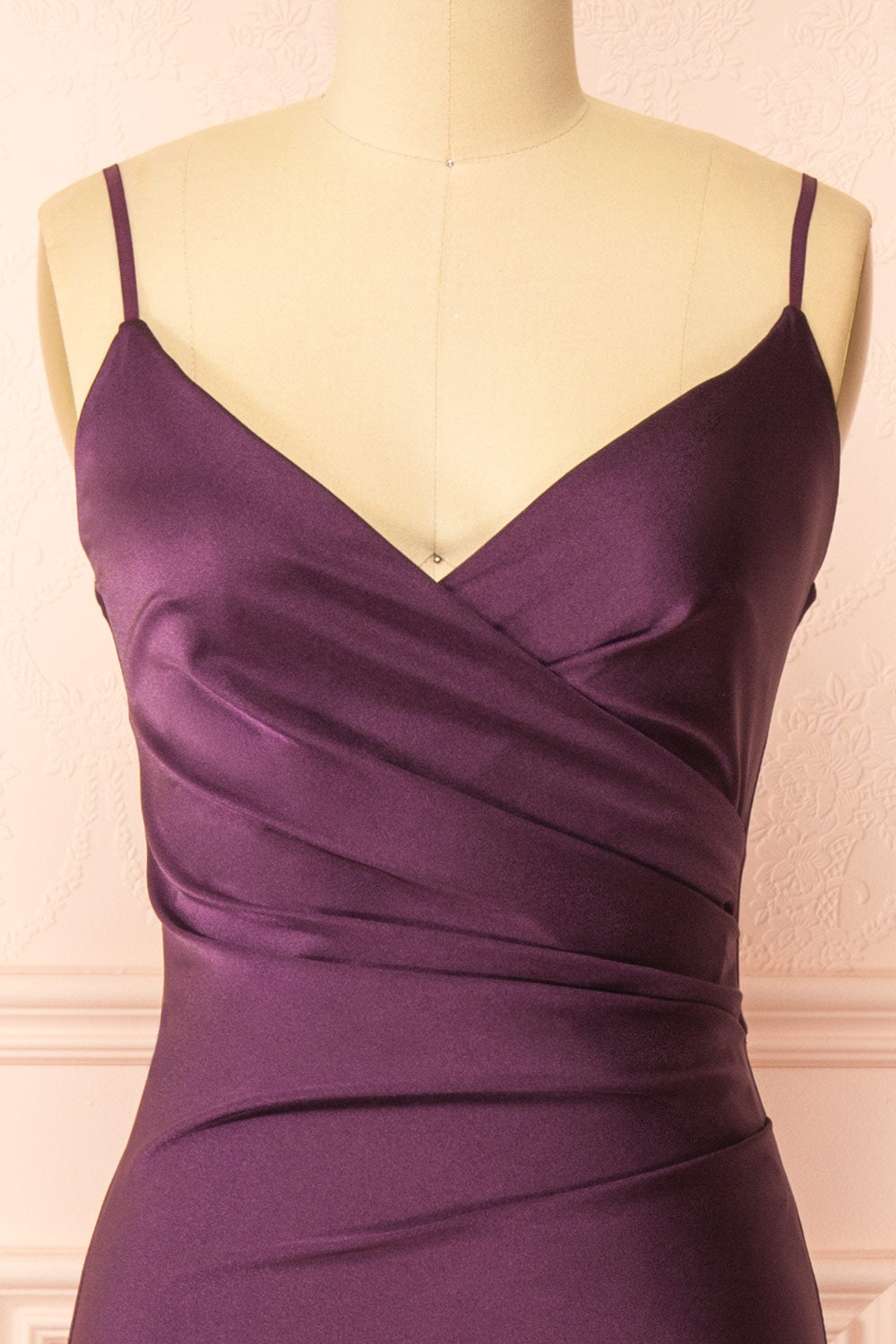 Nyra Purple Mermaid Dress w/ Wrapped Bodice | Boutique 1861 front