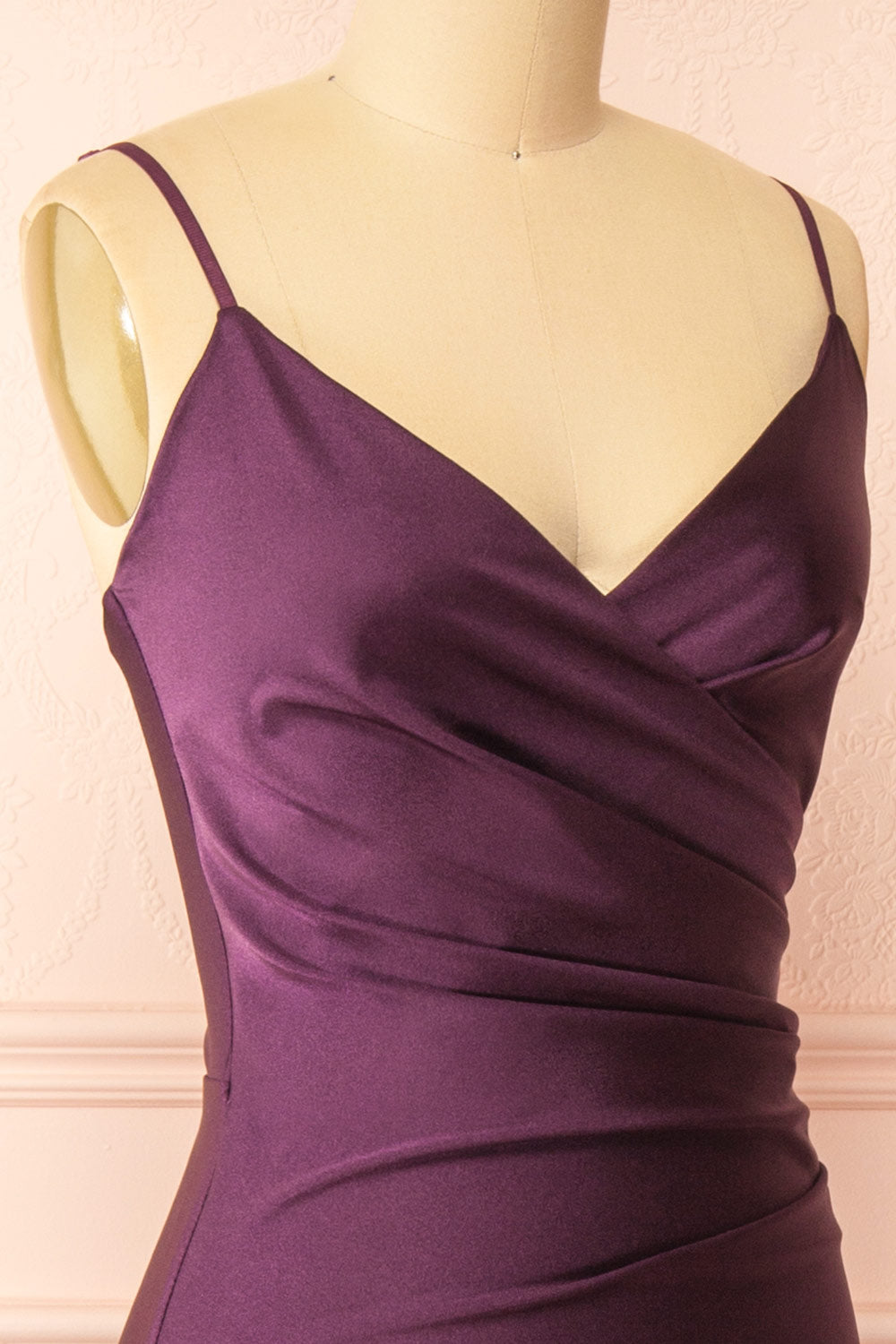 Nyra Purple Mermaid Dress w/ Wrapped Bodice | Boutique 1861 side