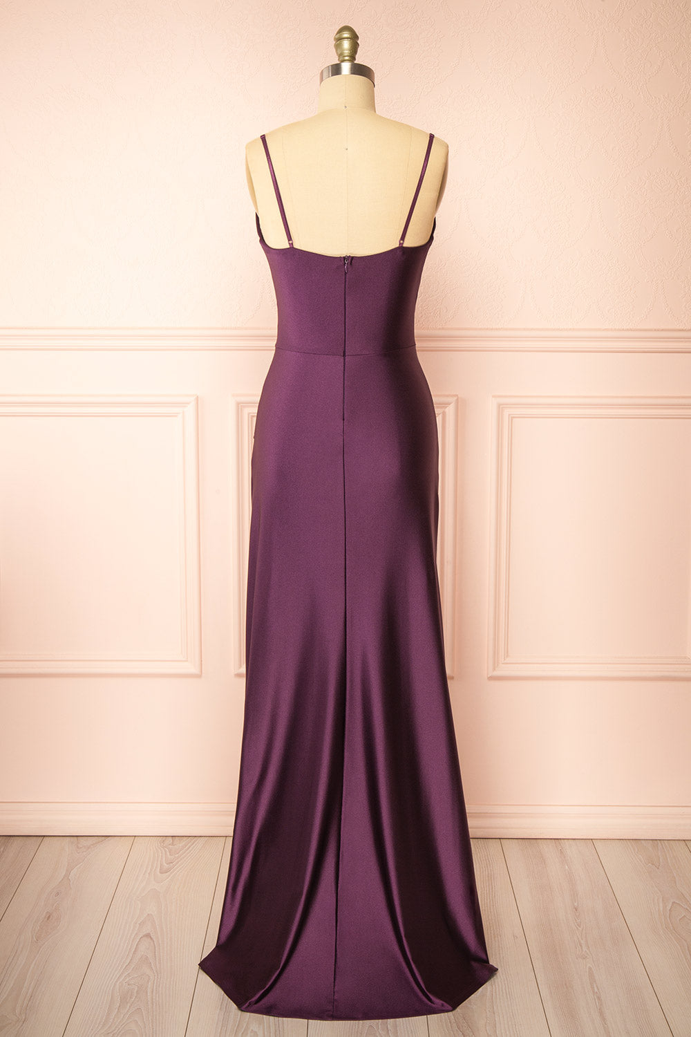 Nyra Purple Mermaid Dress w/ Wrapped Bodice | Boutique 1861 back view