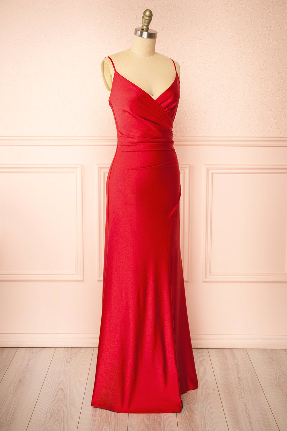 Nyra Red Mermaid Dress w/ Wrapped Bodice | Boutique 1861 side view