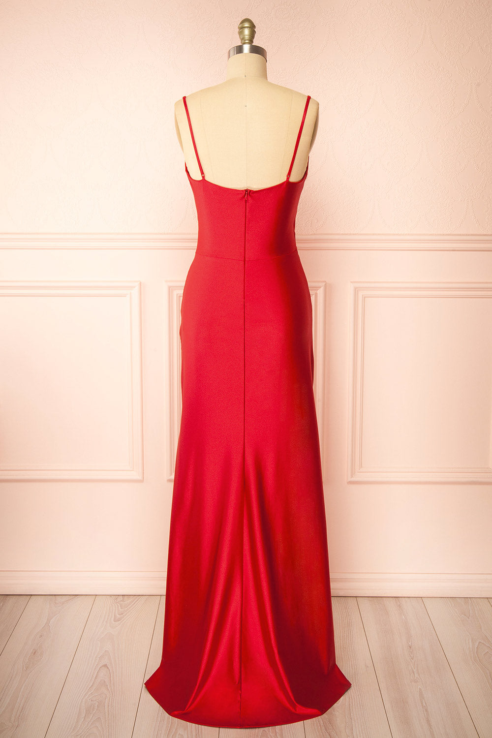 Nyra Red Mermaid Dress w/ Wrapped Bodice | Boutique 1861 back view