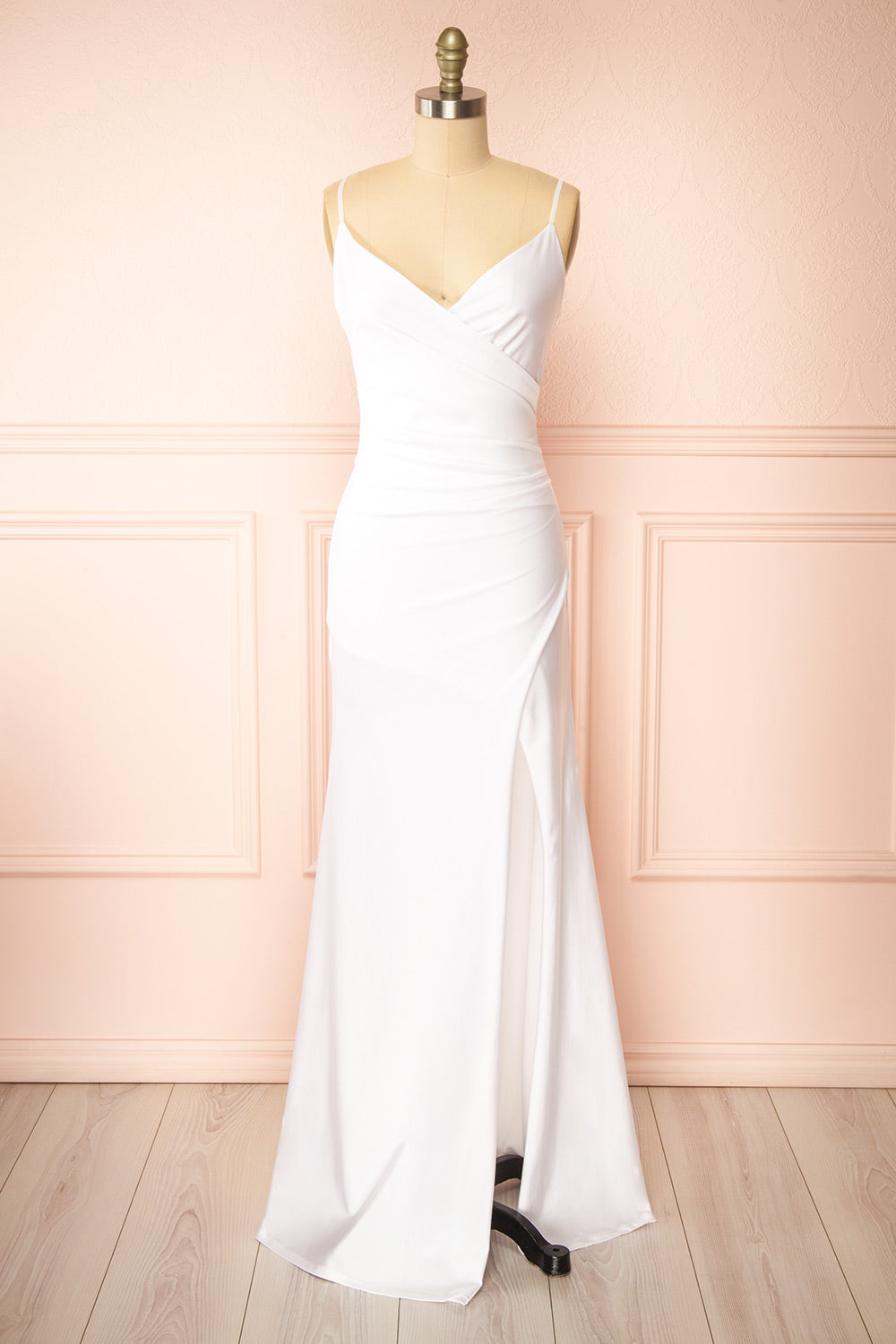 Nyra White Bridal Mermaid Dress w/ Wrapped Bodice | Boudoir 1861 front view