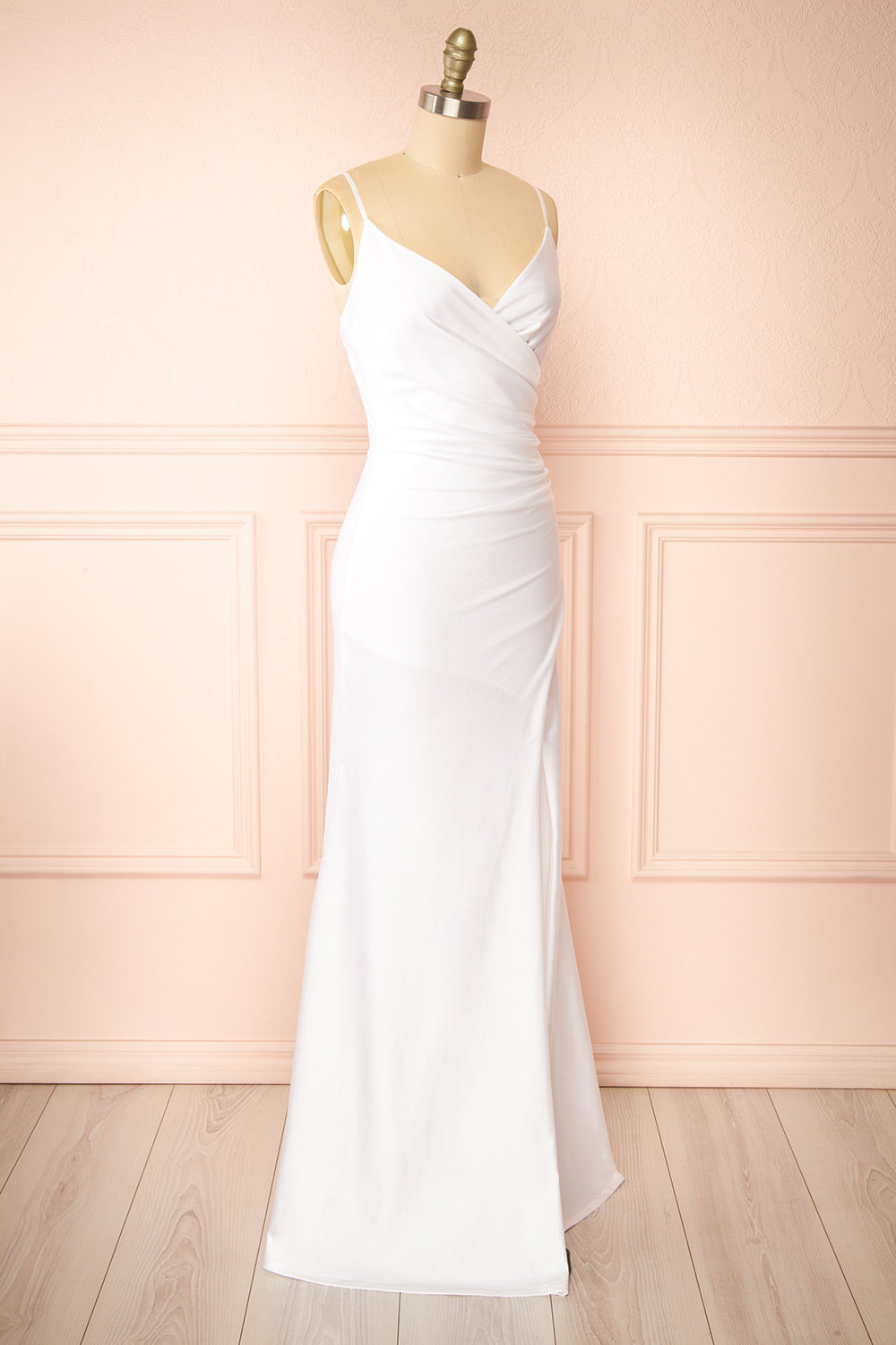 Nyra White Bridal Mermaid Dress w/ Wrapped Bodice | Boudoir 1861 side view