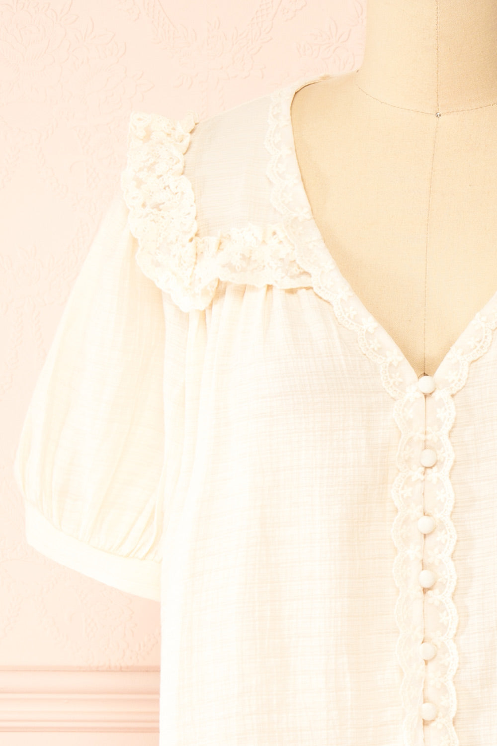 Oceana Ivory Blouse w/ Lace Trim | Boutique 1861 front