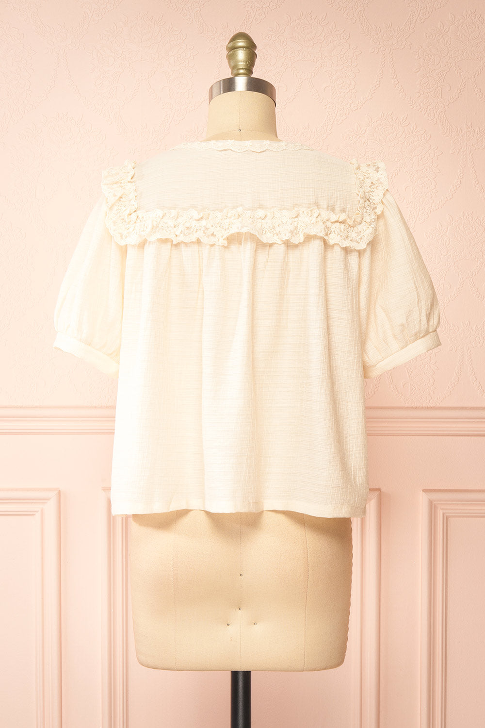 Oceana Ivory Blouse w/ Lace Trim | Boutique 1861 back view