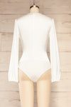Octeville White Satin Bodysuit w/ Pleated Detail | La petite garçonne back view