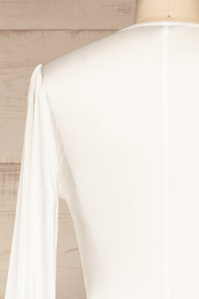 Octeville White Satin Bodysuit w/ Pleated Detail | La petite garçonne back