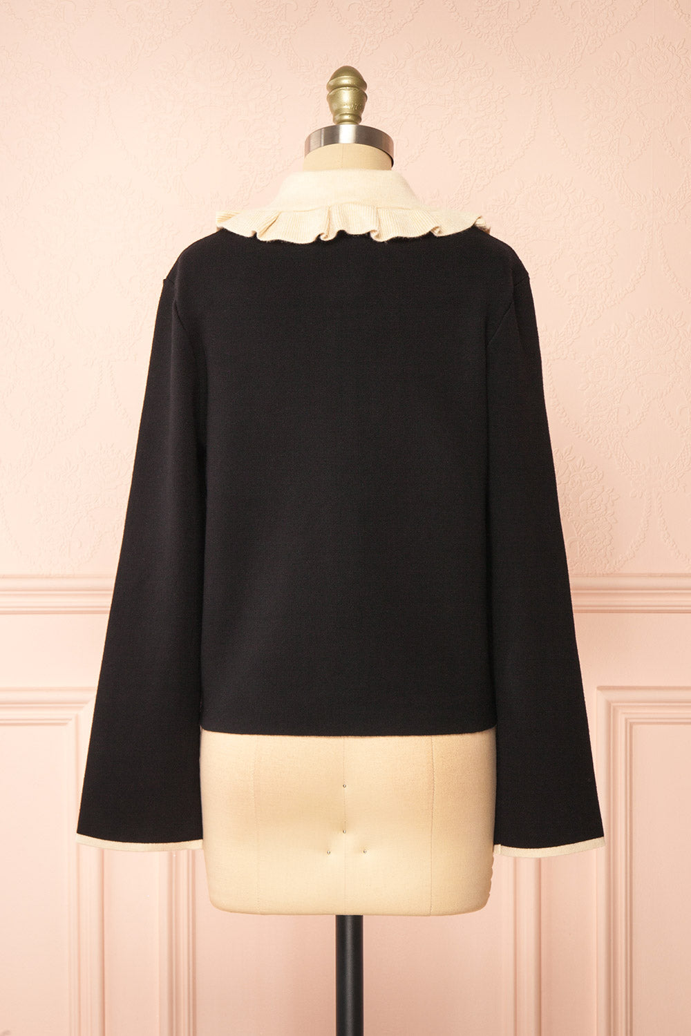 Odilia Black Cardigan w/ Cream Peterpan Collar | Boutique 1861 back view