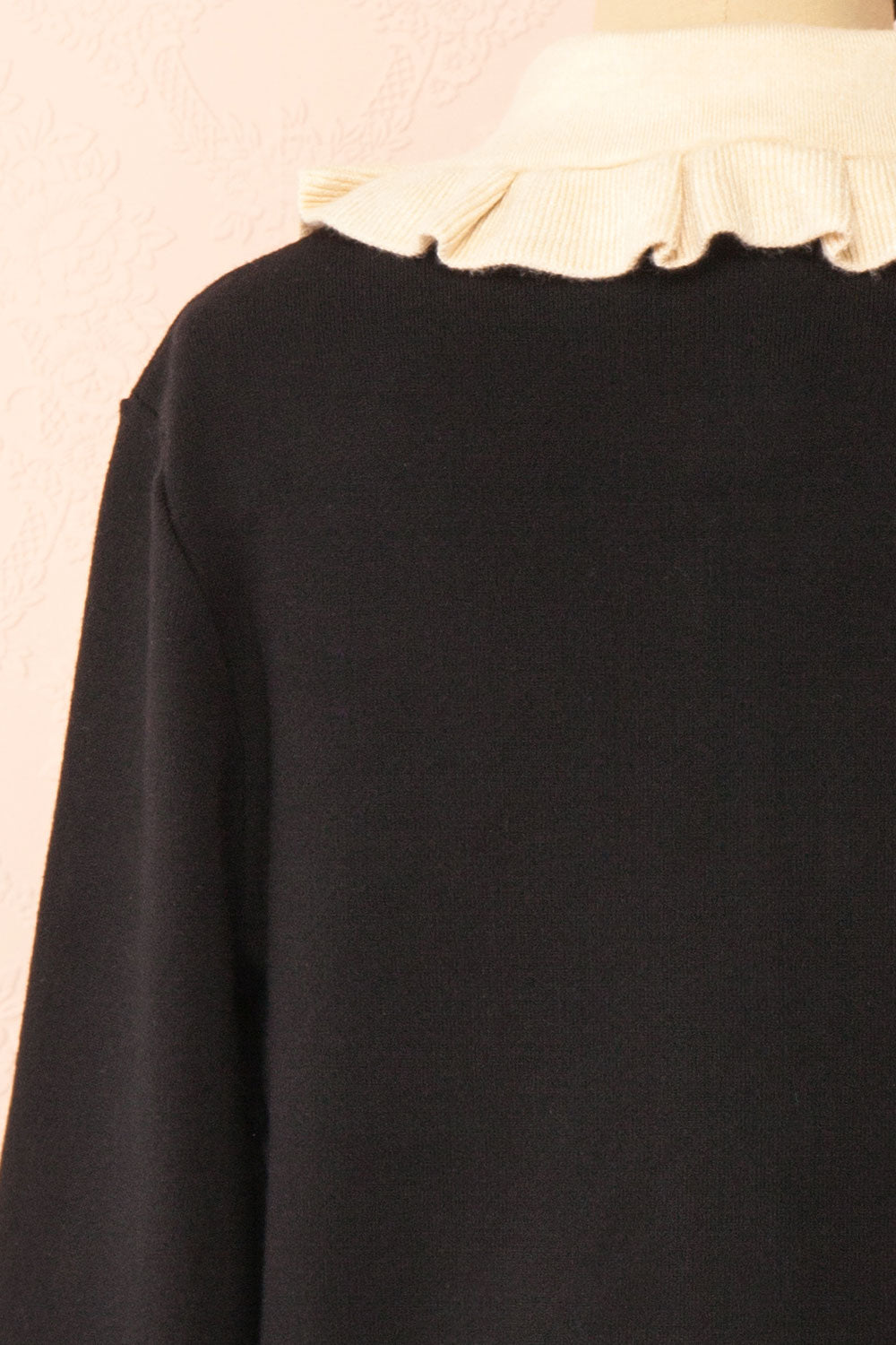 Odilia Black Cardigan w/ Cream Peterpan Collar | Boutique 1861 back