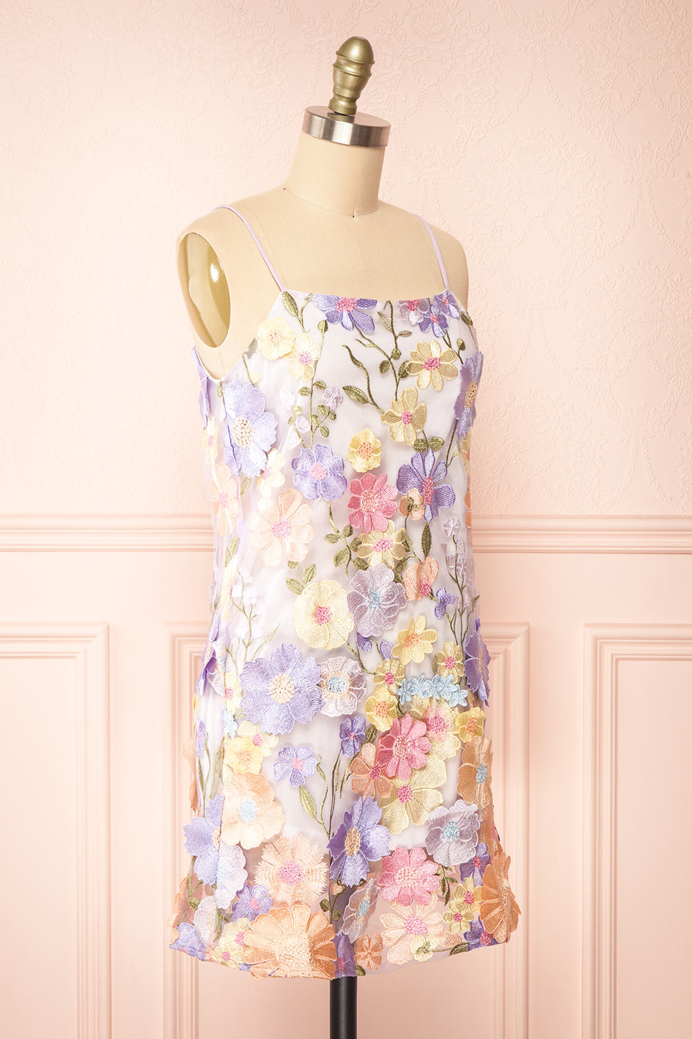 Ovidia Pastel Floral Short Halter Dress | Boutique 1861 side view