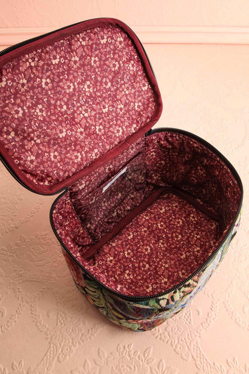 OIivette Floral Jacquard Make-Up Bag | Boutique 1861 inside