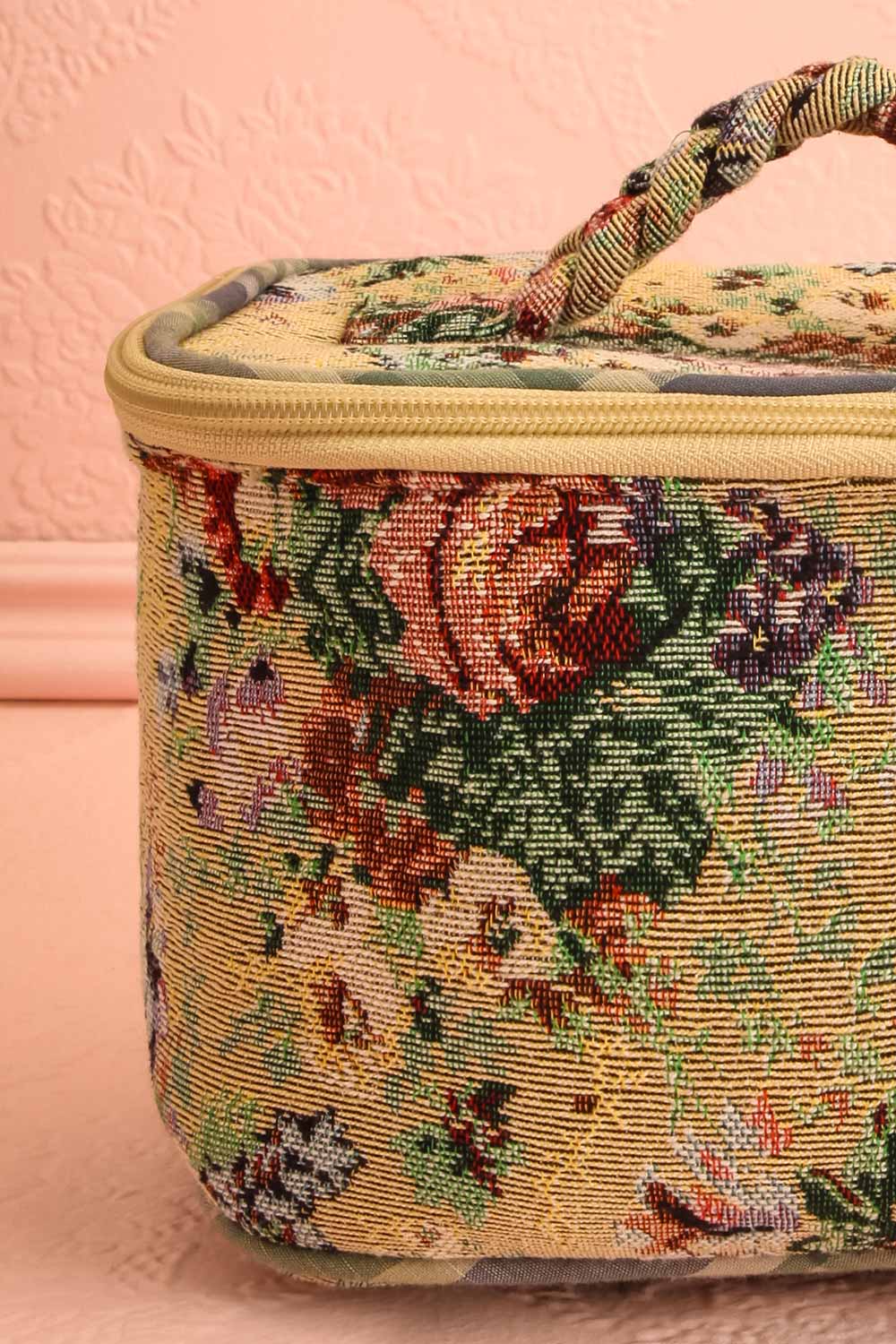 OIivette Beige Floral Jacquard Make-Up Bag | Boutique 1861 front