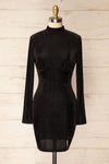 Olmeto Black Velvet Dress w/ High Collar | La petite garçonne front view