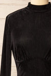 Olmeto Black Velvet Dress w/ High Collar | La petite garçonne front