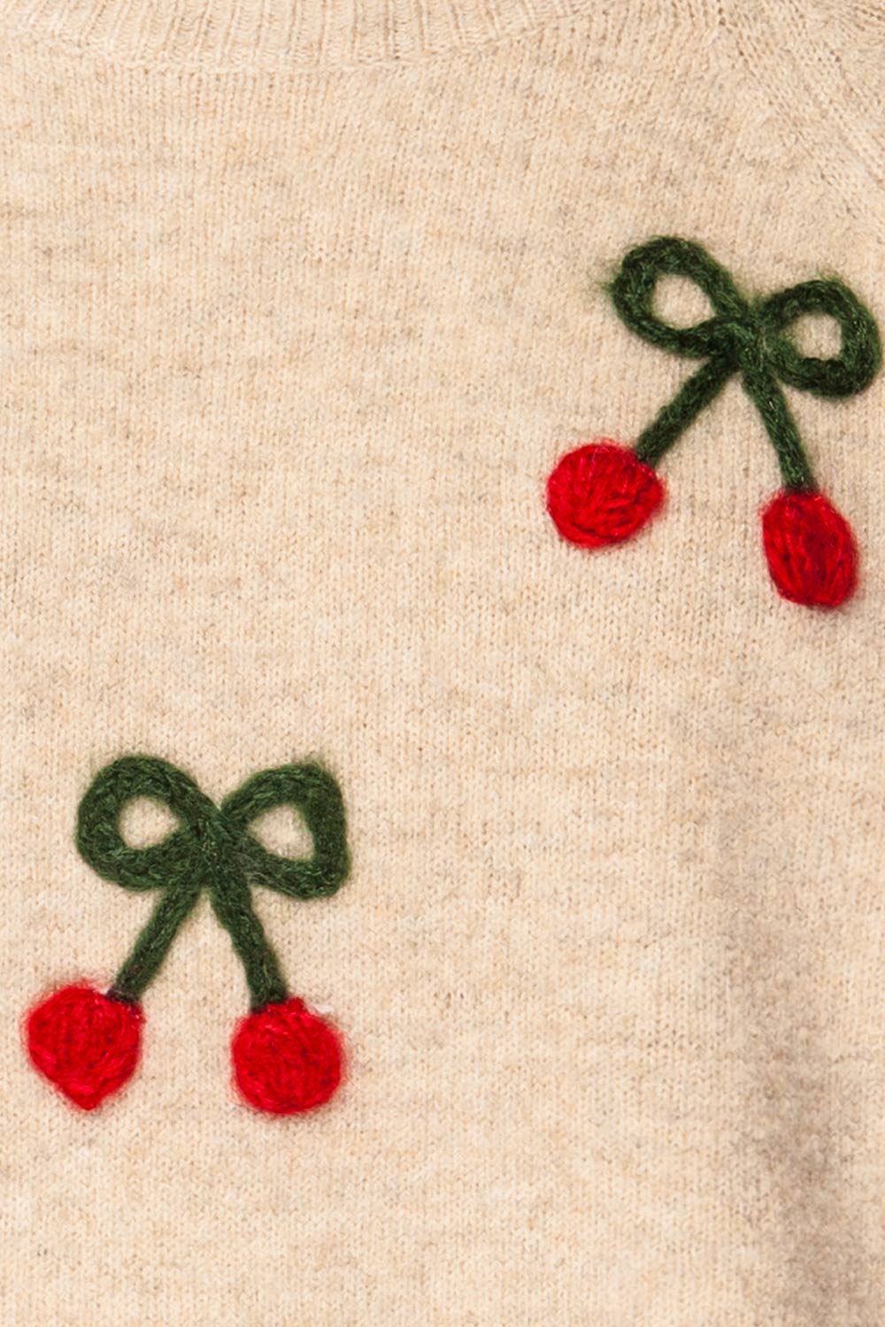 Omaha Beige Sweater with Knitted Cherries | La petite garçonne fabric 